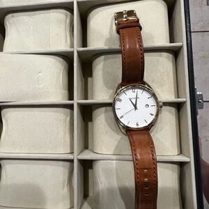 Nixon White Dial with Brown Leather Watch “The Bullet Leather”